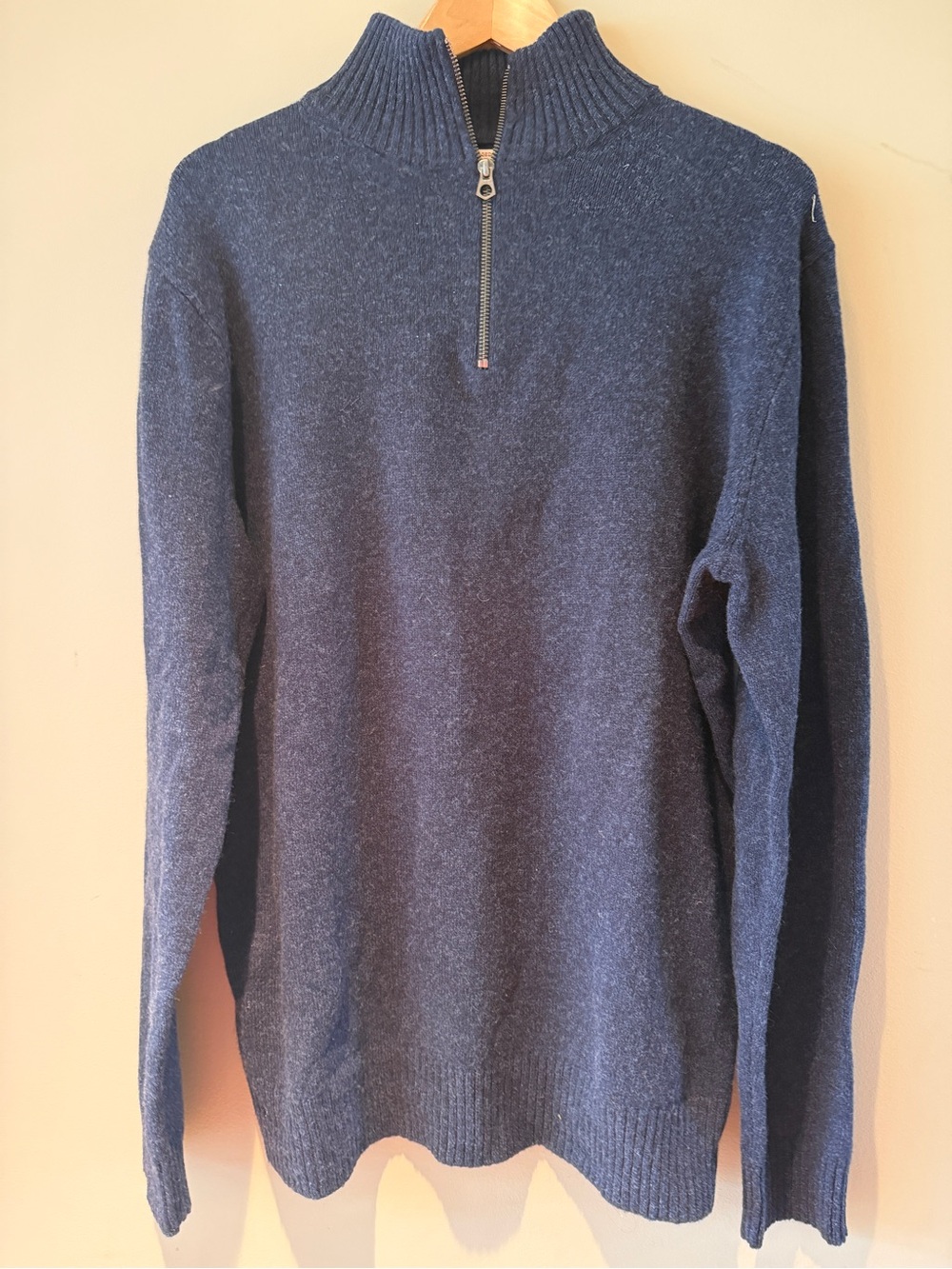 J Crew Mens Merino Wool Half-Zip Navy Sweater size Large Tall NWT